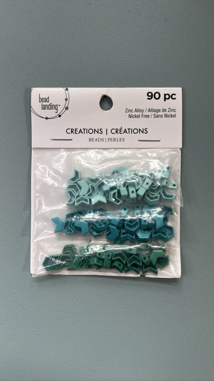 Bead Landing Creations Chevron Beads 90 pc Green Sage Teal Forest